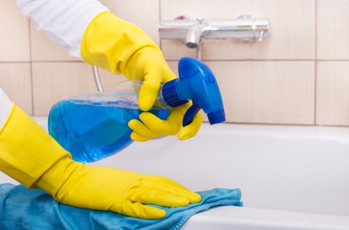 Carpet cleaner assessing a room and safe working conditions